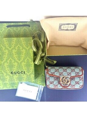 ✈️ Gucci GG Marmont Super Mini Blue Canvas Lido